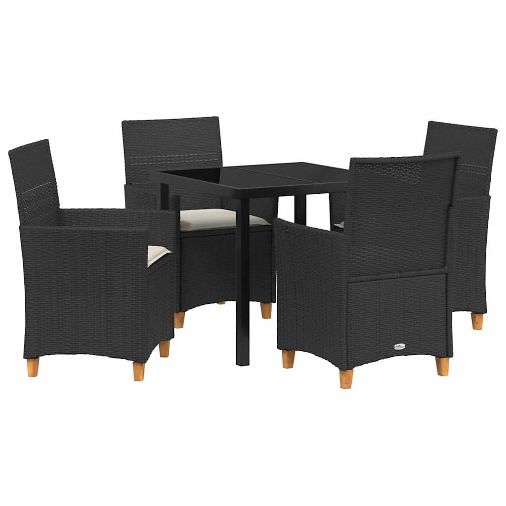 Kert étkező szett 5 pcs Fekete polirattan
