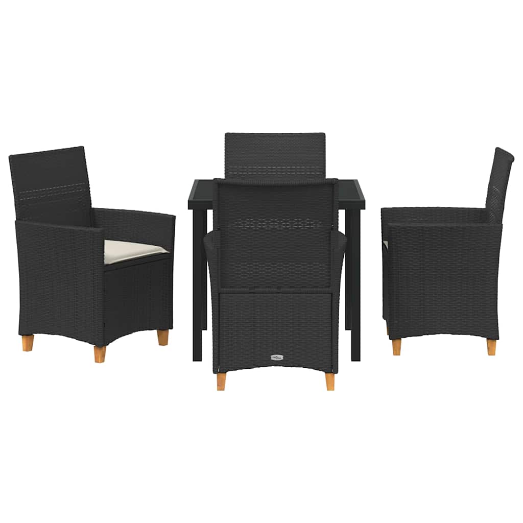 Kert étkező szett 5 pcs Fekete polirattan
