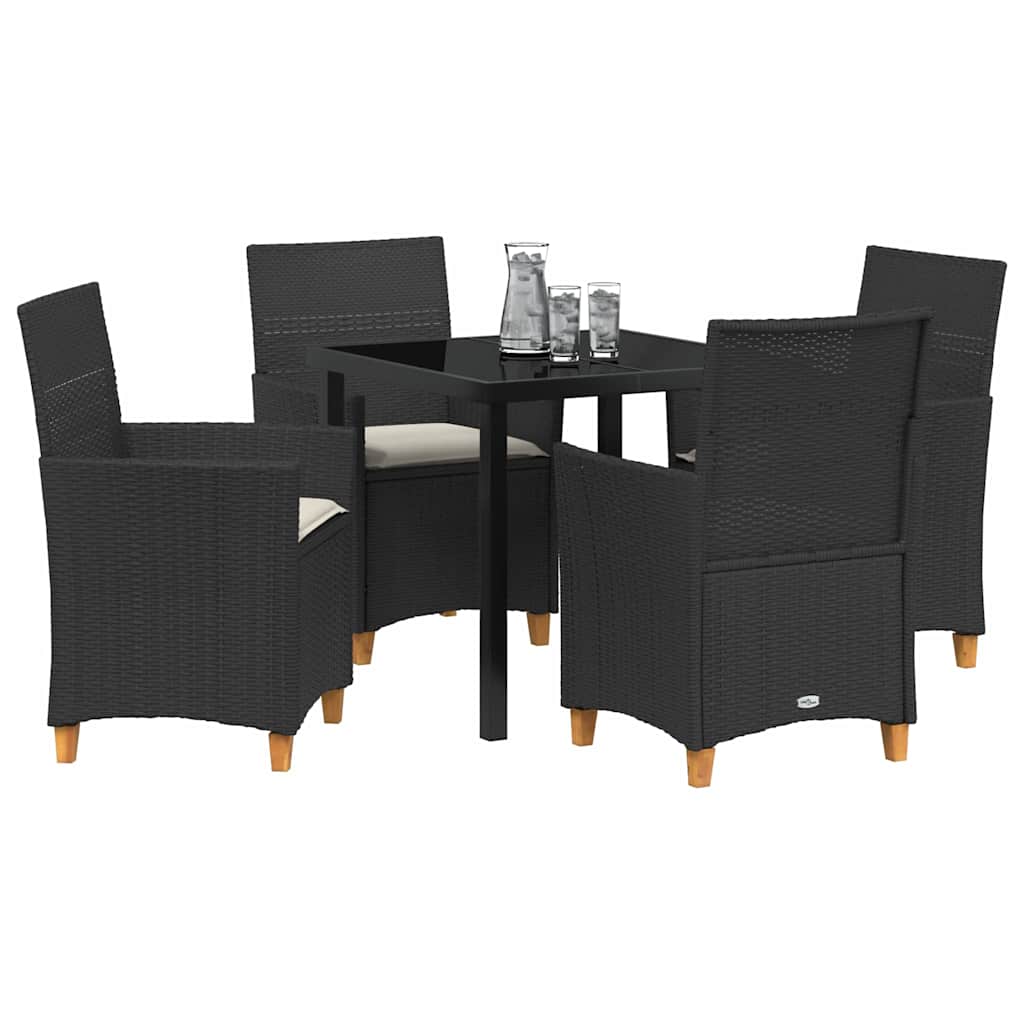 Kert étkező szett 5 pcs Fekete polirattan