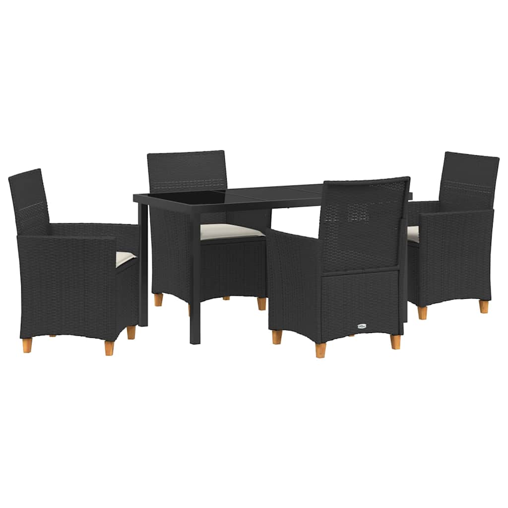 Kert étkező szett 5 pcs Fekete polirattan