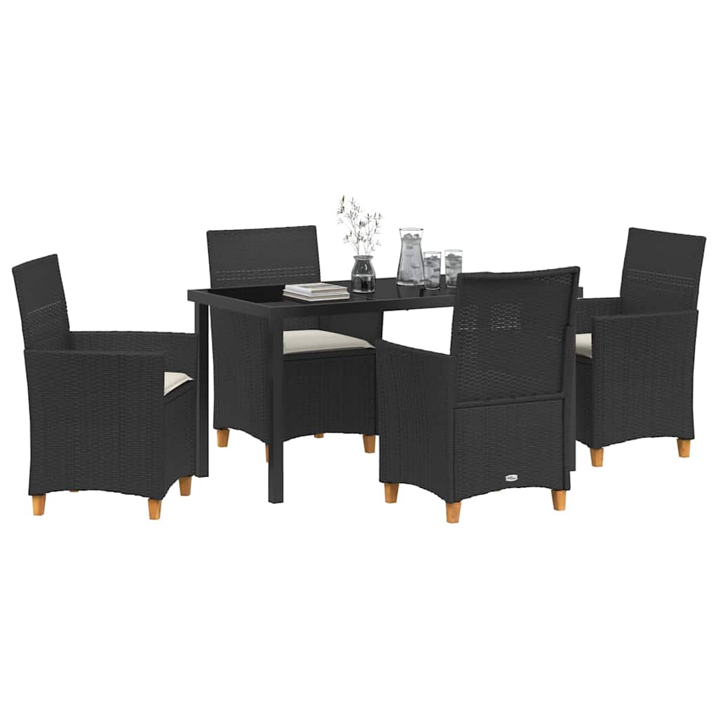 Kert étkező szett 5 pcs Fekete polirattan