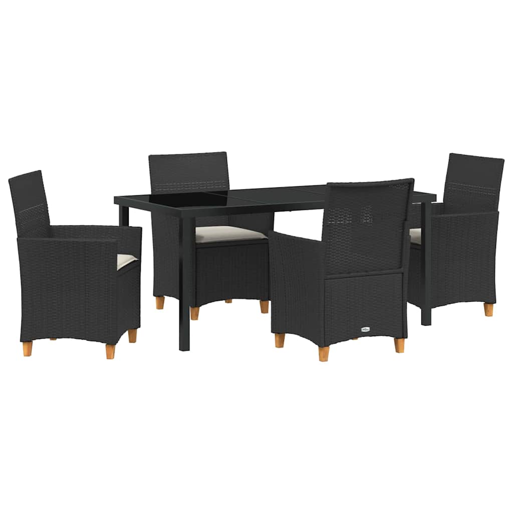 Kert étkező szett 5 pcs Fekete polirattan