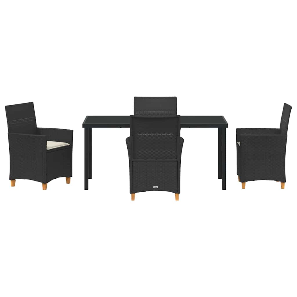 Kert étkező szett 5 pcs Fekete polirattan
