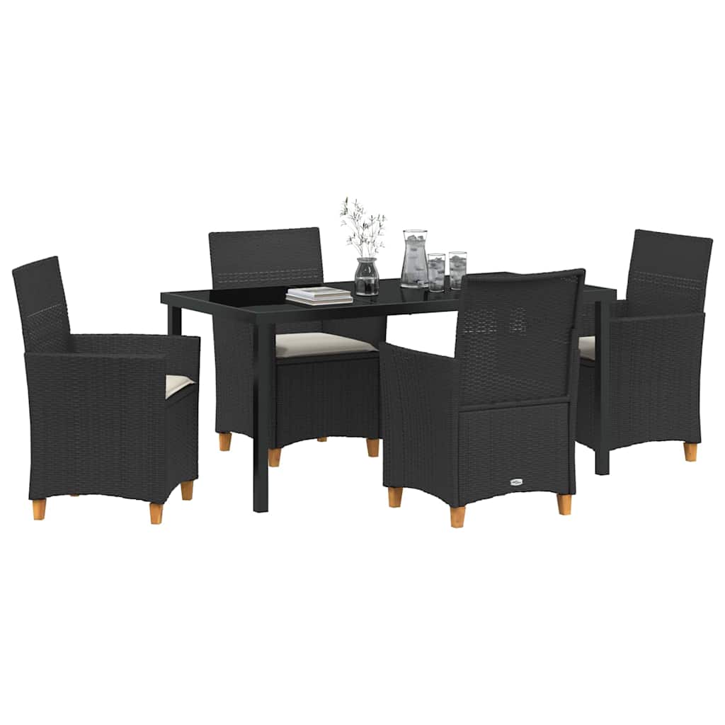 Kert étkező szett 5 pcs Fekete polirattan