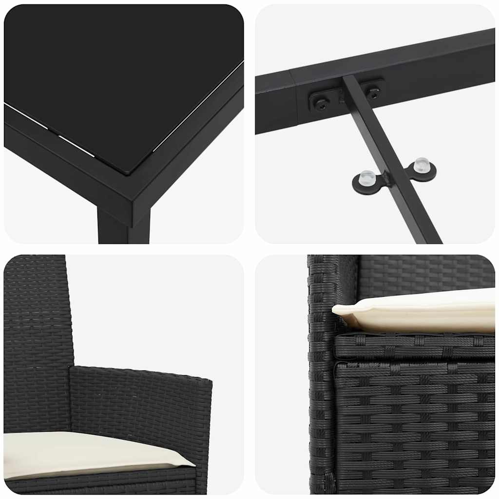 Kert étkező szett 7 pcs Fekete polirattan