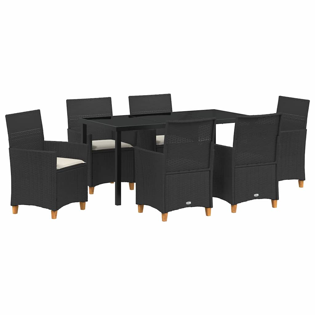 Kert étkező szett 7 pcs Fekete polirattan