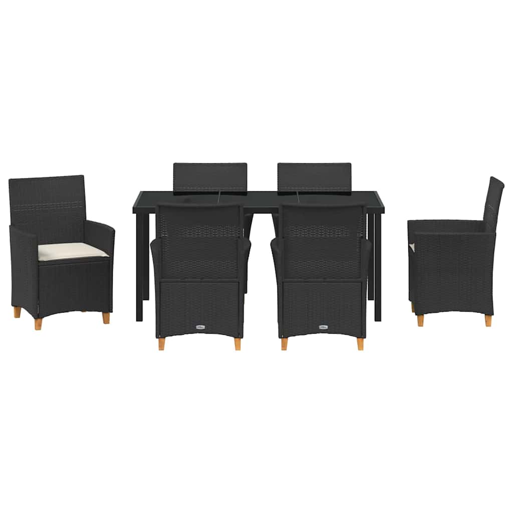 Kert étkező szett 7 pcs Fekete polirattan