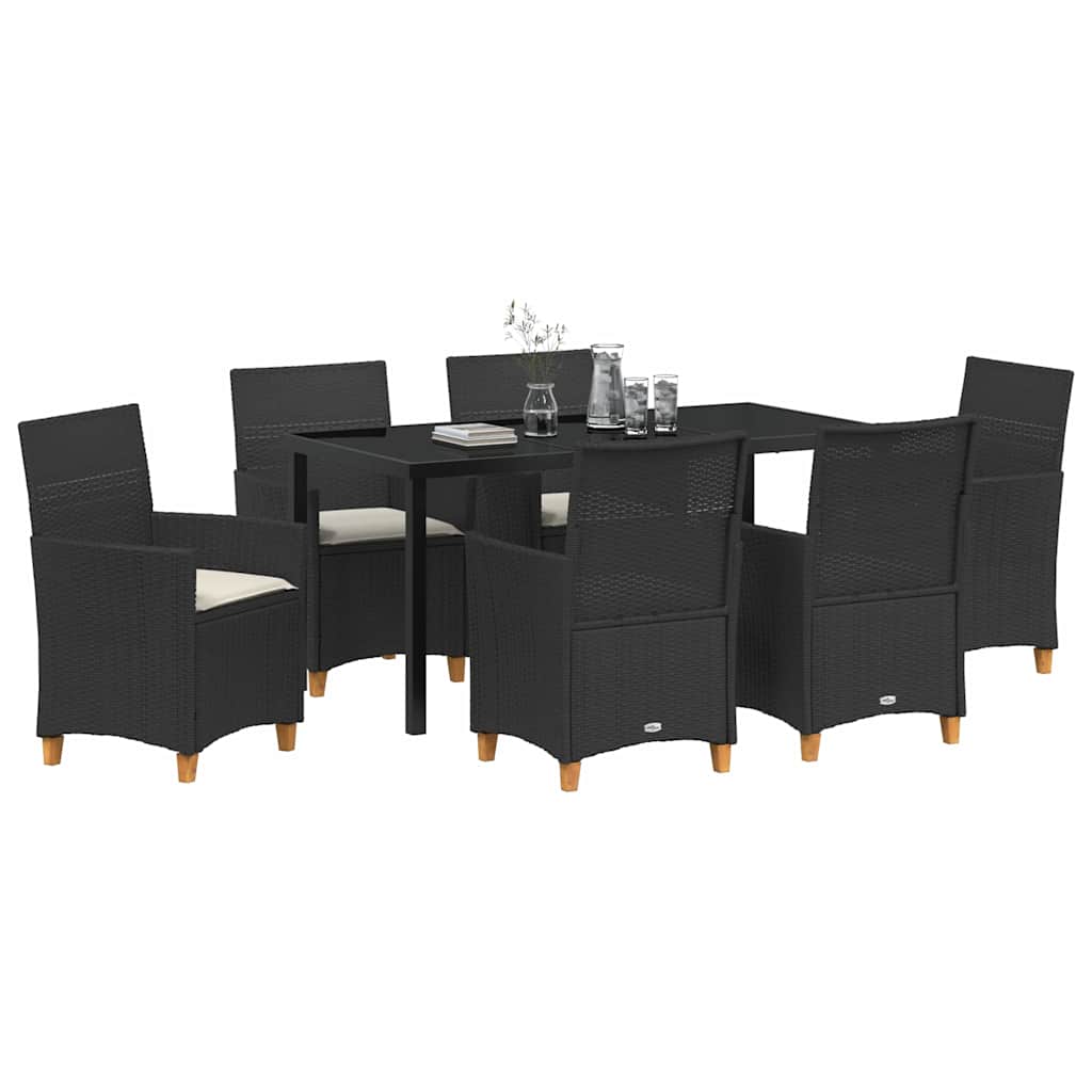 Kert étkező szett 7 pcs Fekete polirattan