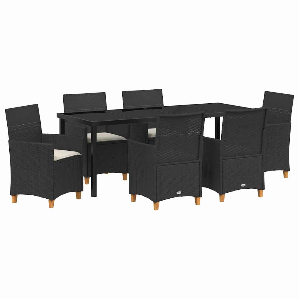 Kert étkező szett 7 pcs Fekete polirattan