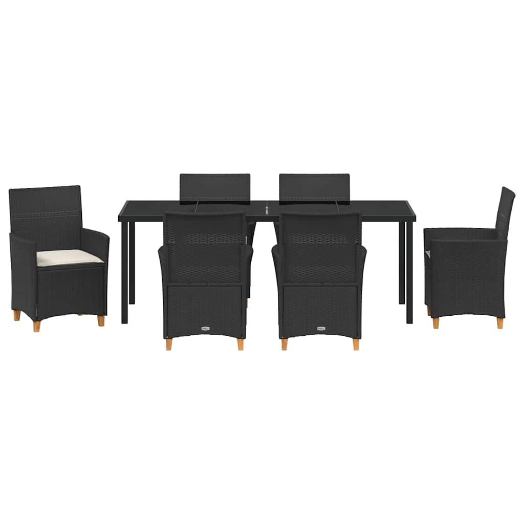 Kert étkező szett 7 pcs Fekete polirattan