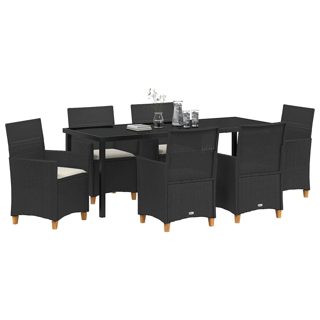 Kert étkező szett 7 pcs Fekete polirattan