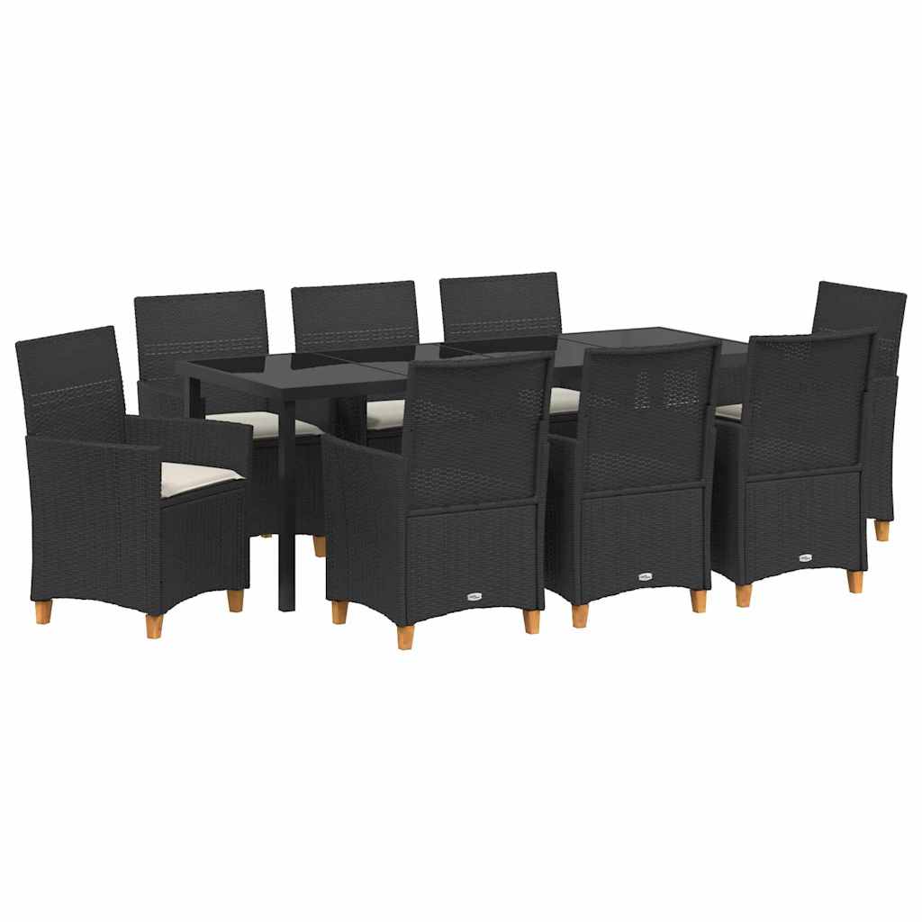 Kert étkező szett 9 pcs Fekete polirattan