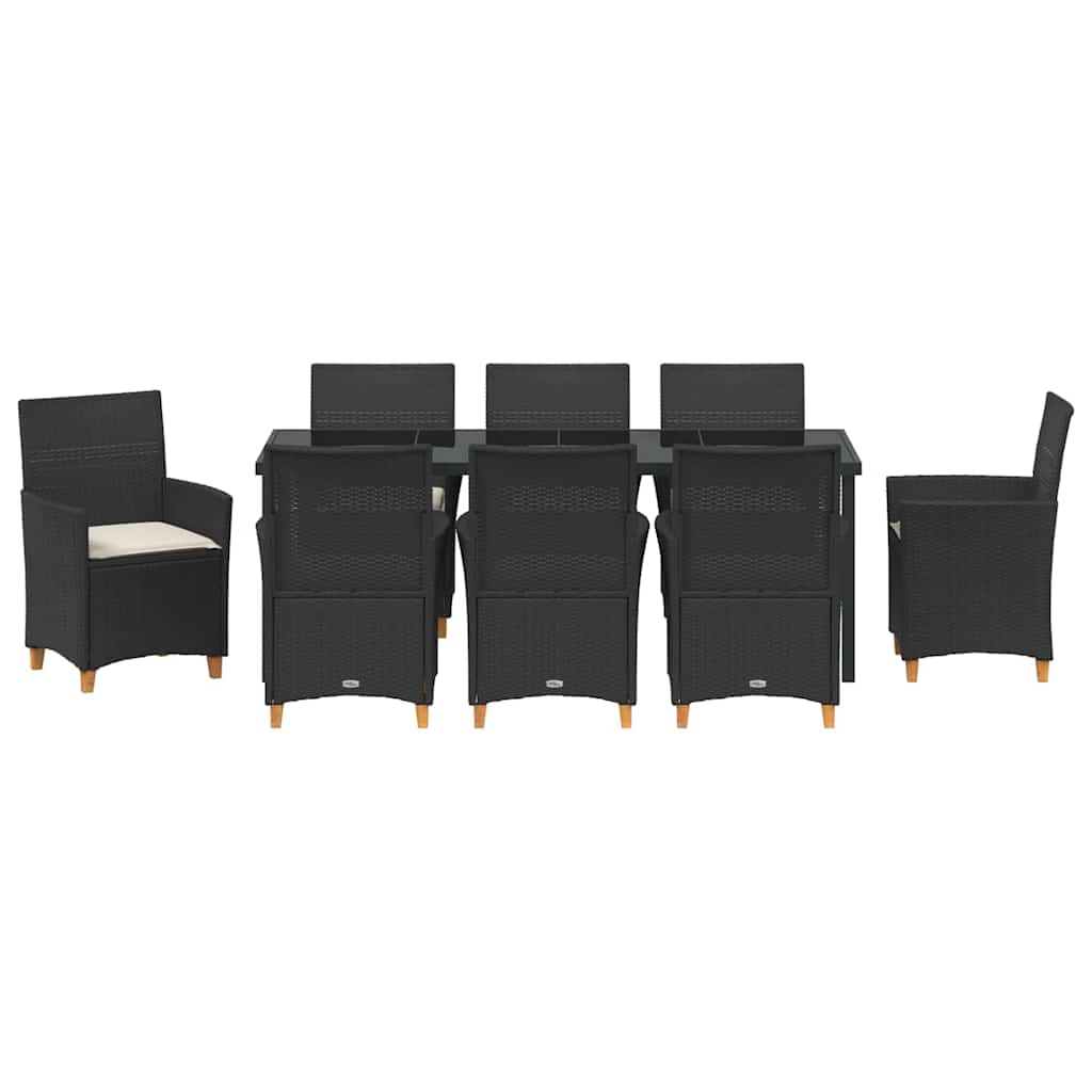 Kert étkező szett 9 pcs Fekete polirattan