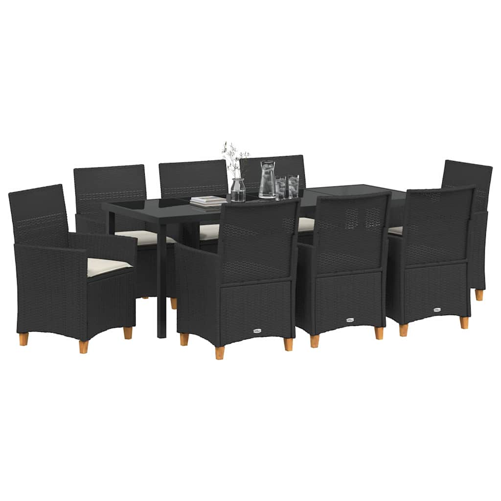 Kert étkező szett 9 pcs Fekete polirattan