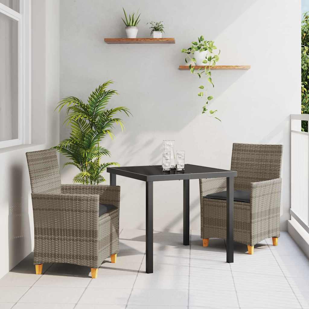 Kert étkező szett 3 pcs Szürke polirattan