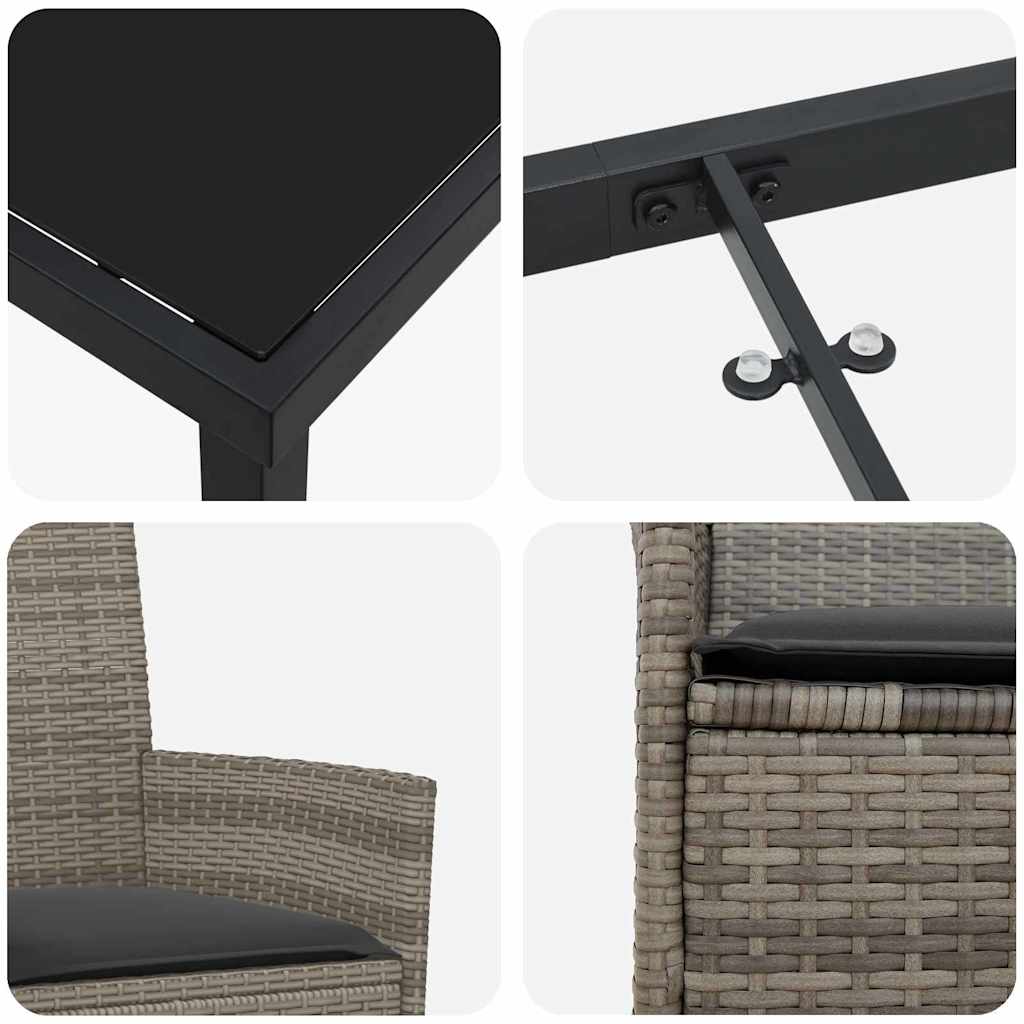 Kert étkező szett 5 pcs Szürke polirattan