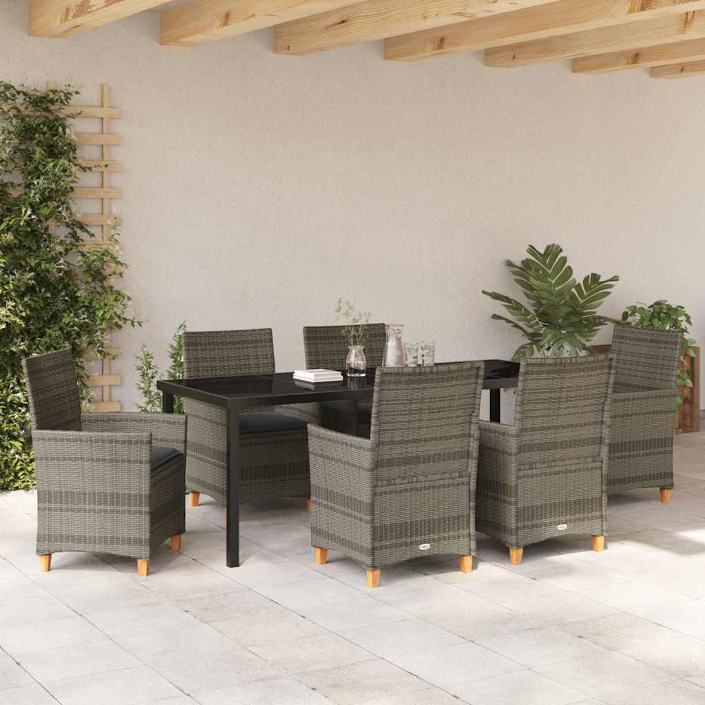 Kert étkező szett 7 pcs Szürke polirattan
