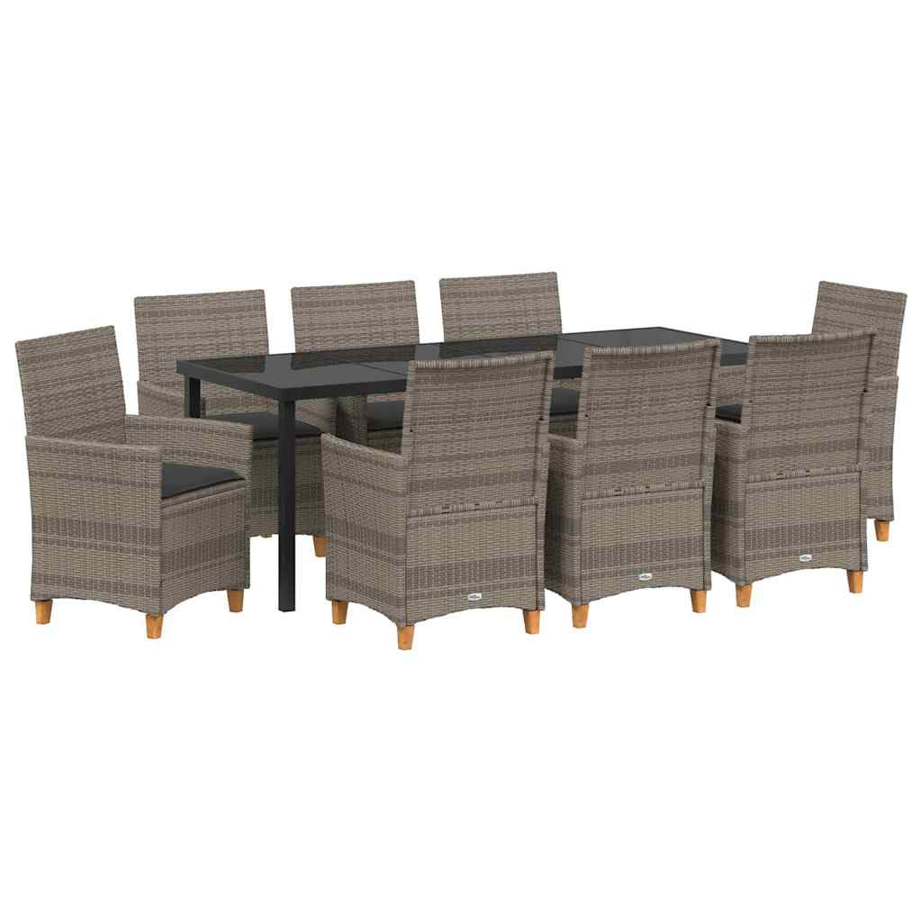 Kert étkező szett 9 pcs Szürke polirattan