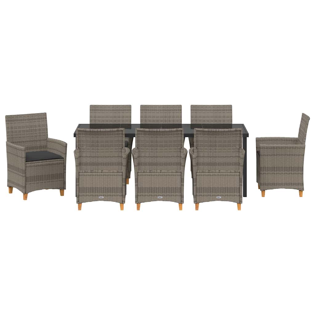 Kert étkező szett 9 pcs Szürke polirattan