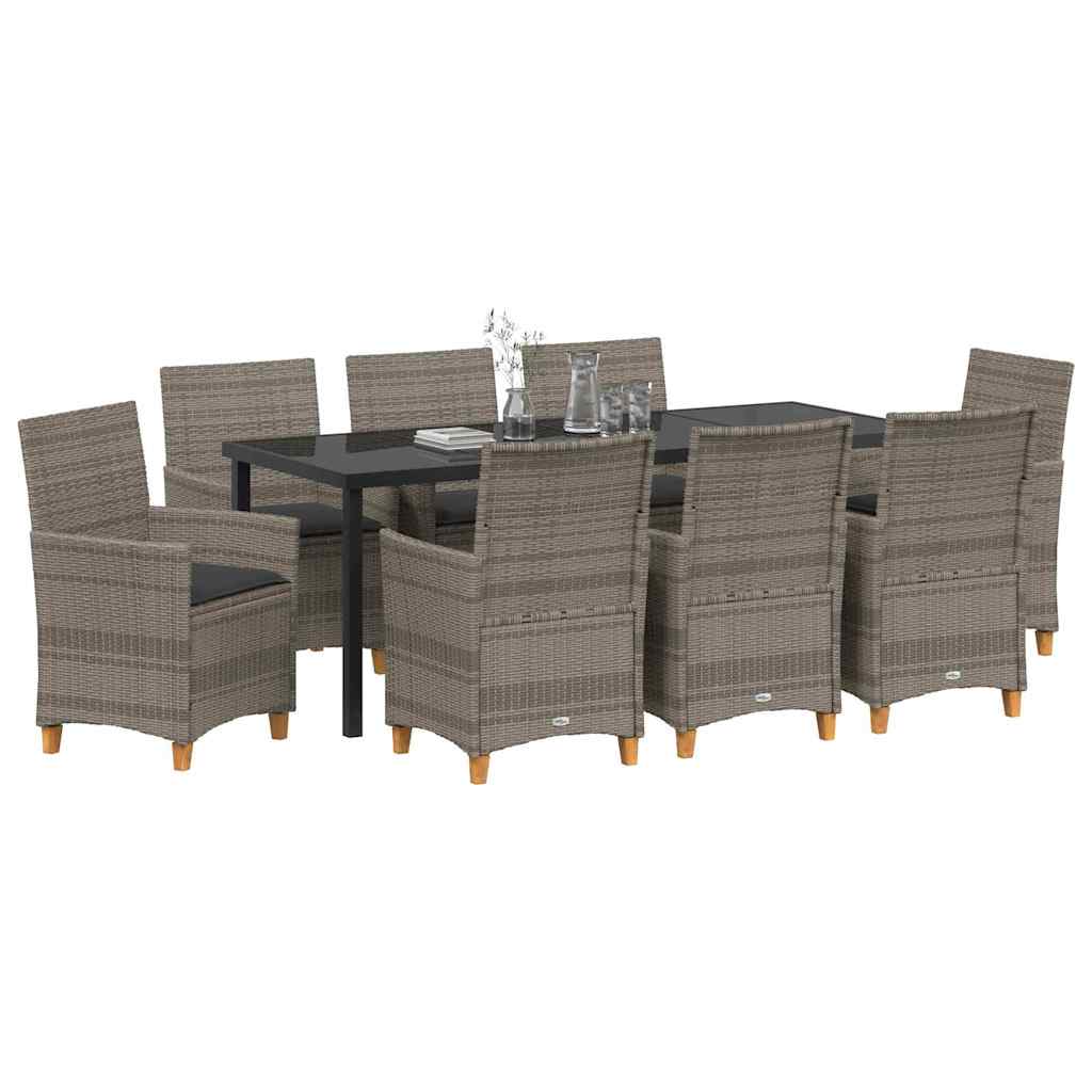 Kert étkező szett 9 pcs Szürke polirattan