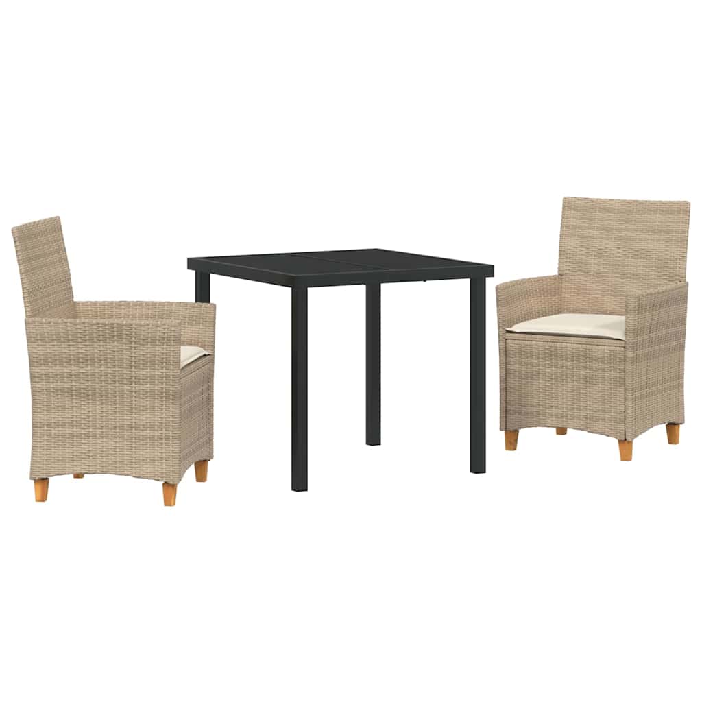 Kert étkező szett 3 pcs Bézs polirattan