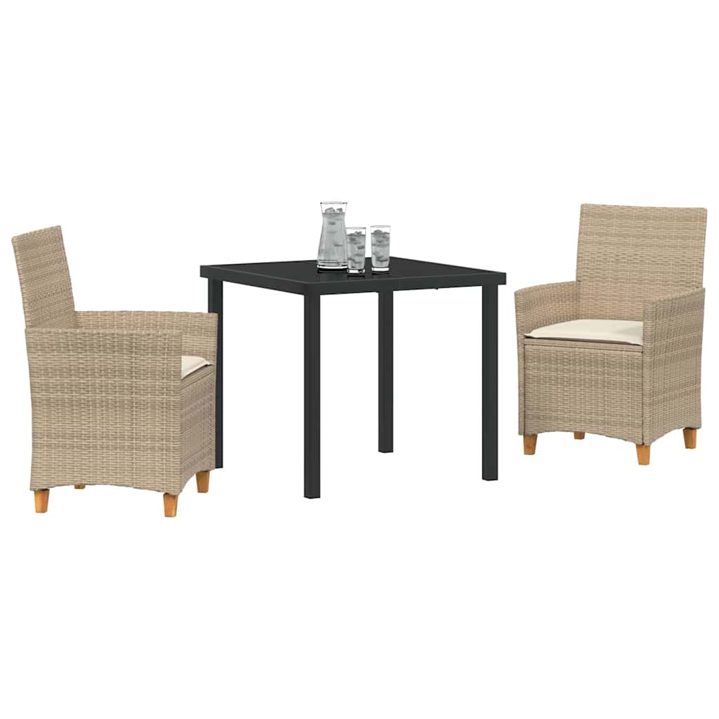 Kert étkező szett 3 pcs Bézs polirattan