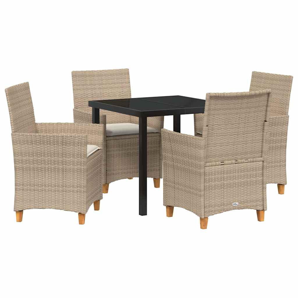 Kert étkező szett 5 pcs Bézs polirattan