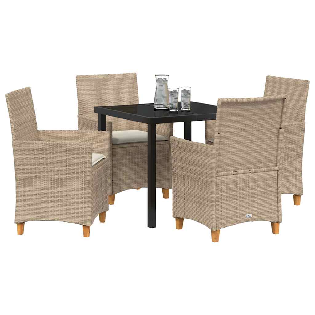 Kert étkező szett 5 pcs Bézs polirattan