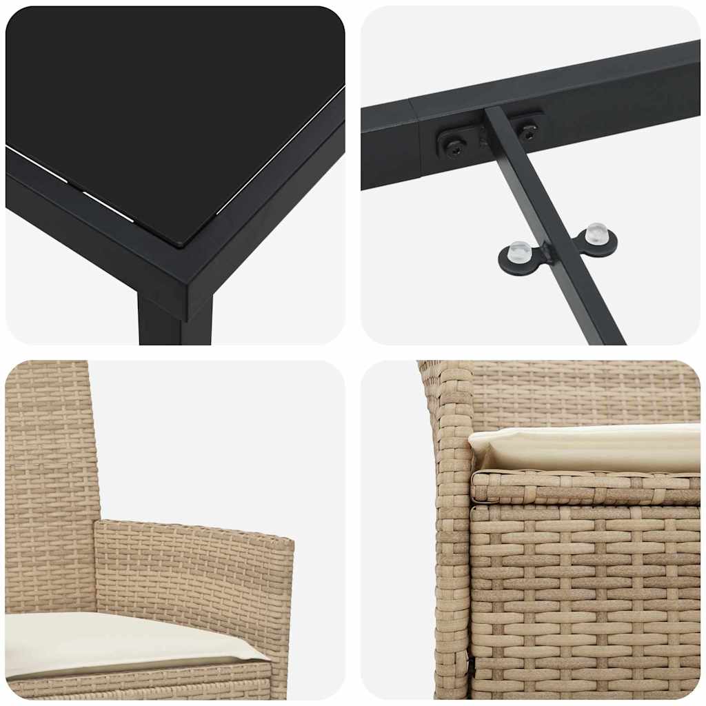 Kert étkező szett 5 pcs Bézs polirattan