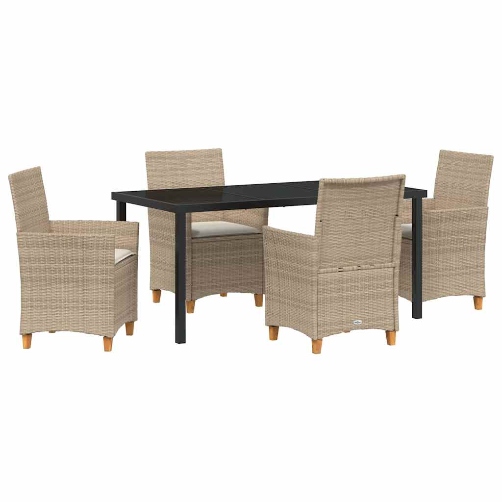 Kert étkező szett 5 pcs Bézs polirattan