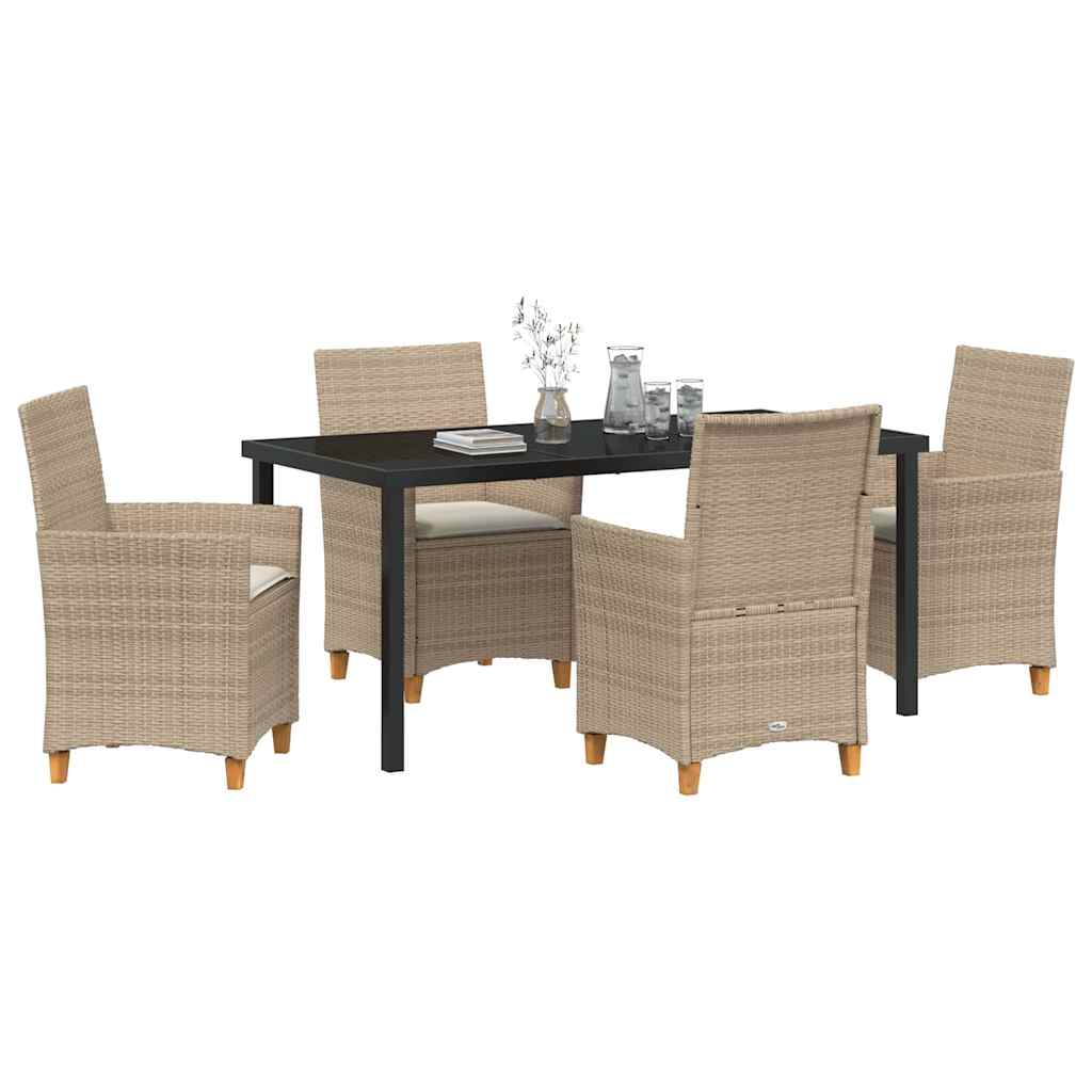 Kert étkező szett 5 pcs Bézs polirattan