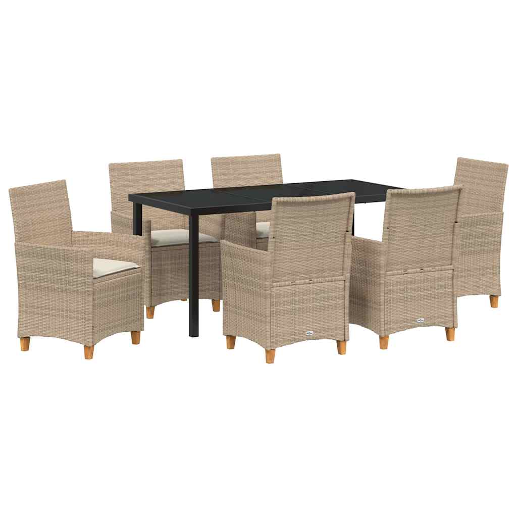 Kert étkező szett 7 pcs Bézs polirattan