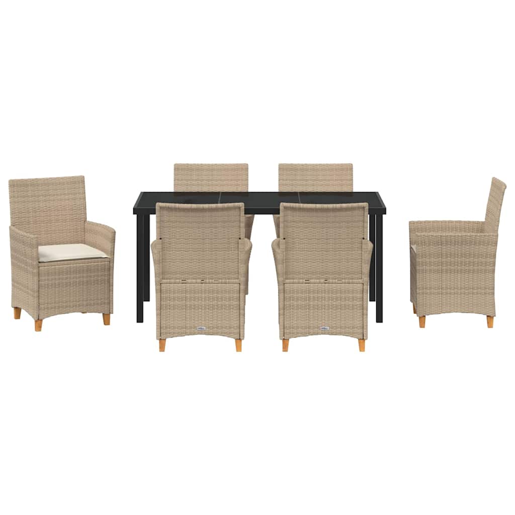 Kert étkező szett 7 pcs Bézs polirattan