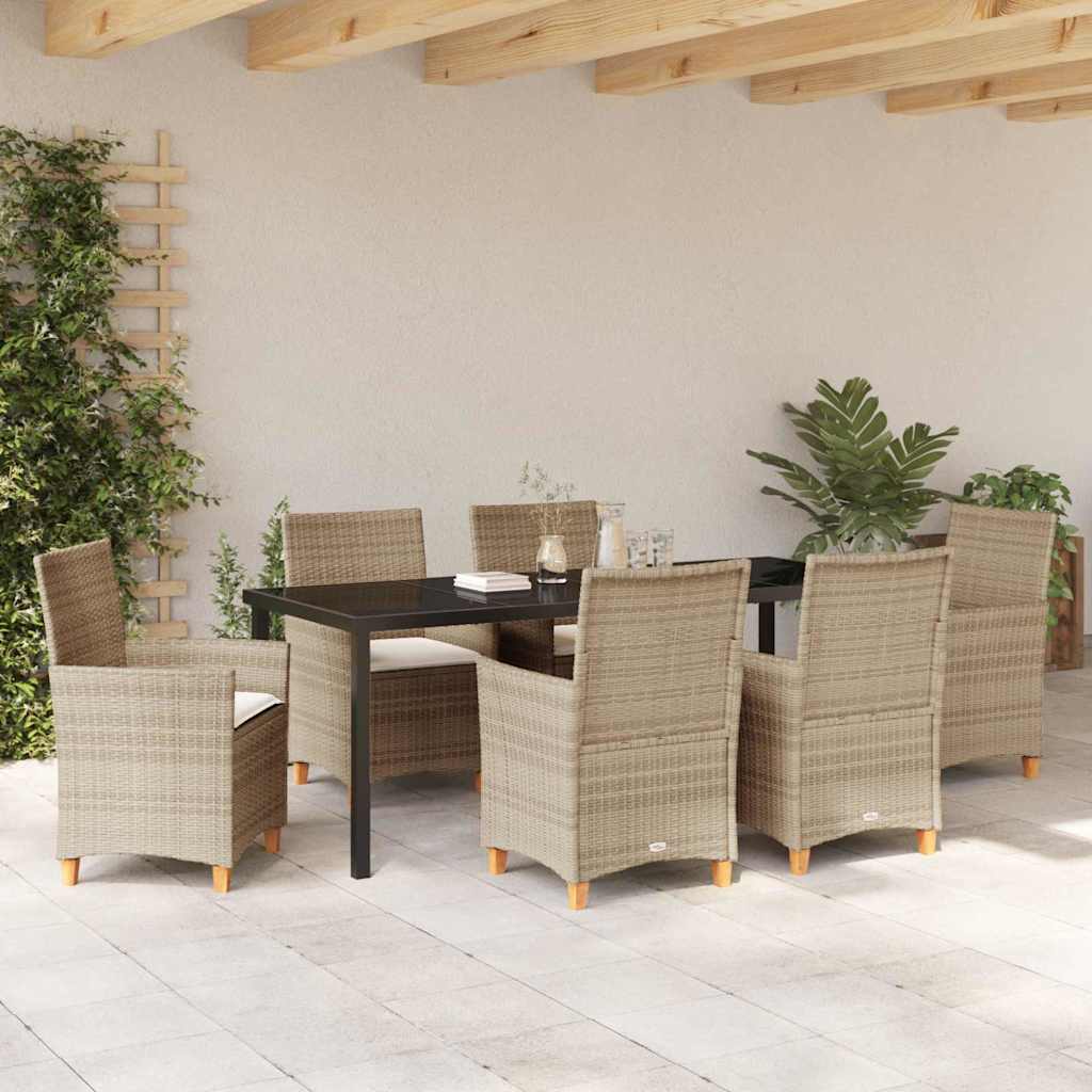 Kert étkező szett 7 pcs Bézs polirattan