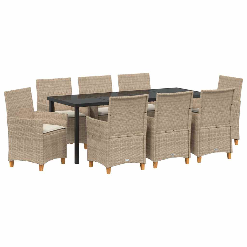 Kert étkező szett 9 pcs Bézs polirattan
