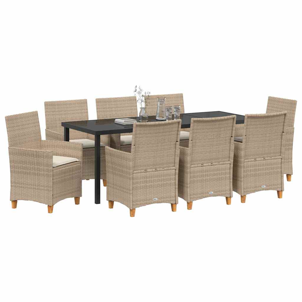 Kert étkező szett 9 pcs Bézs polirattan