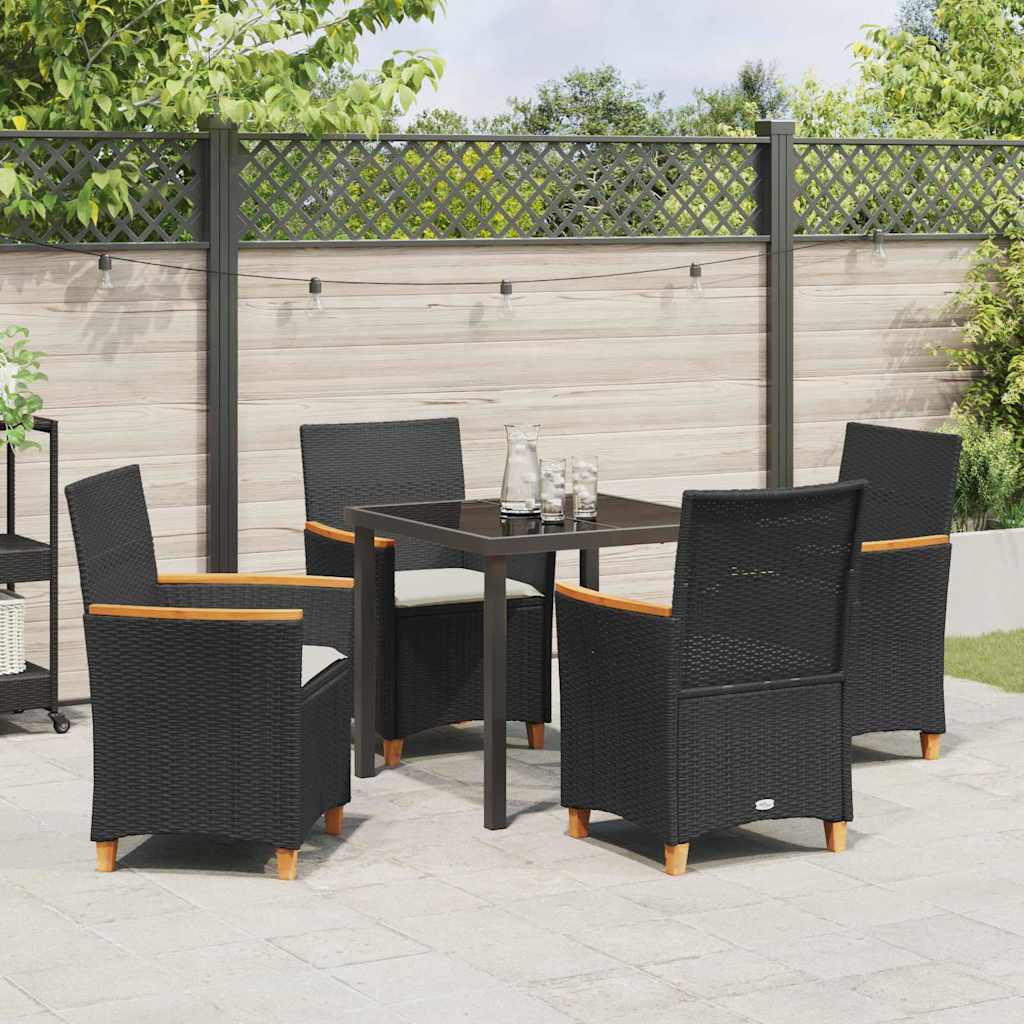 Kert étkező szett 5 pcs Fekete polirattan