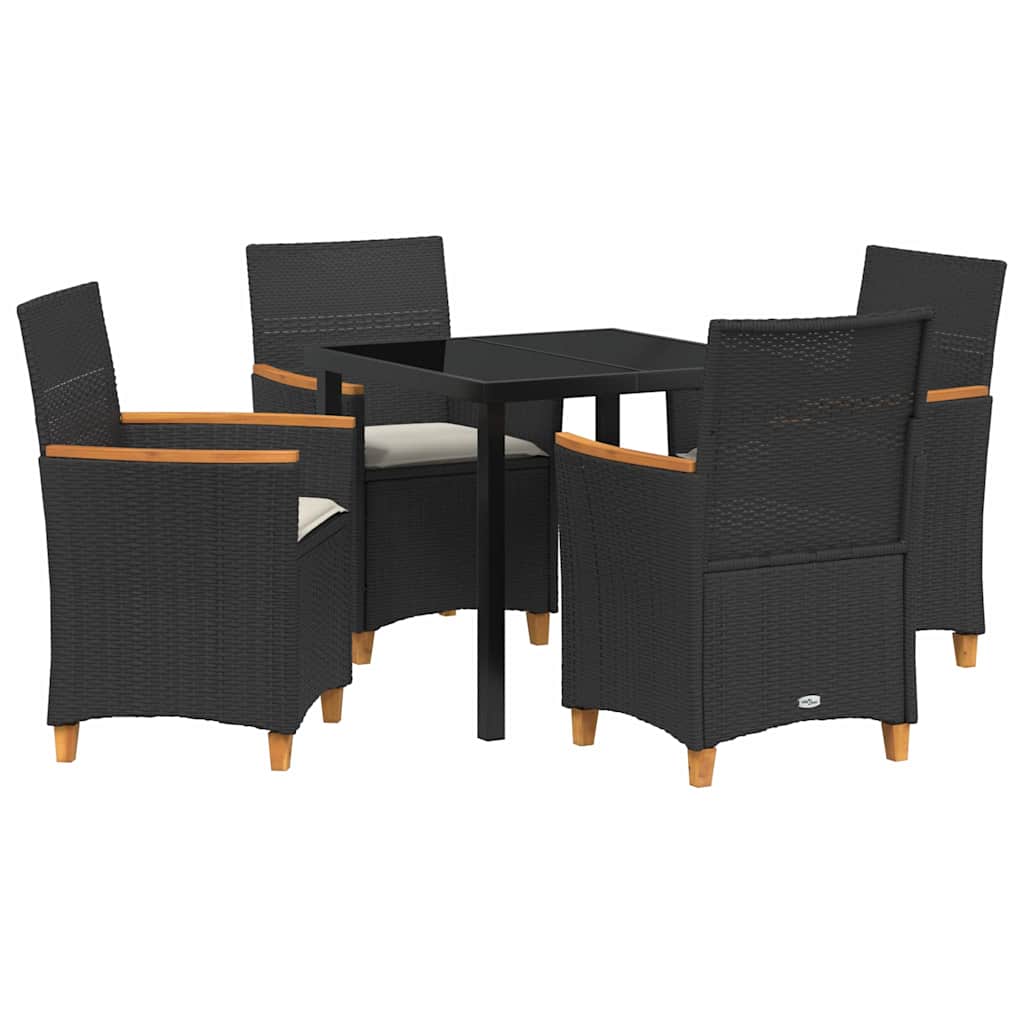 Kert étkező szett 5 pcs Fekete polirattan