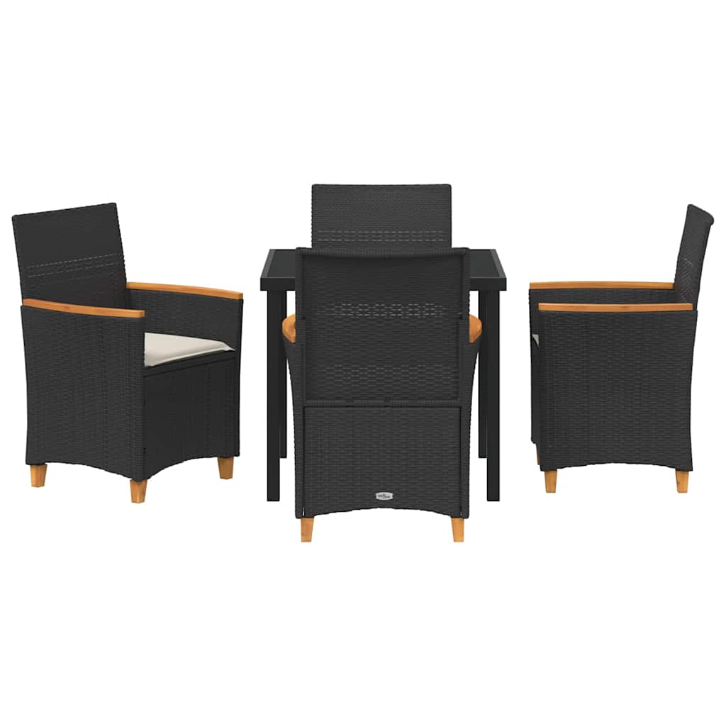 Kert étkező szett 5 pcs Fekete polirattan