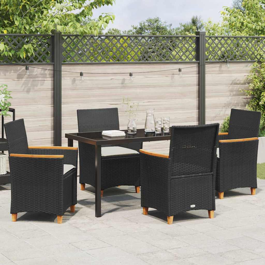 Kert étkező szett 5 pcs Fekete polirattan