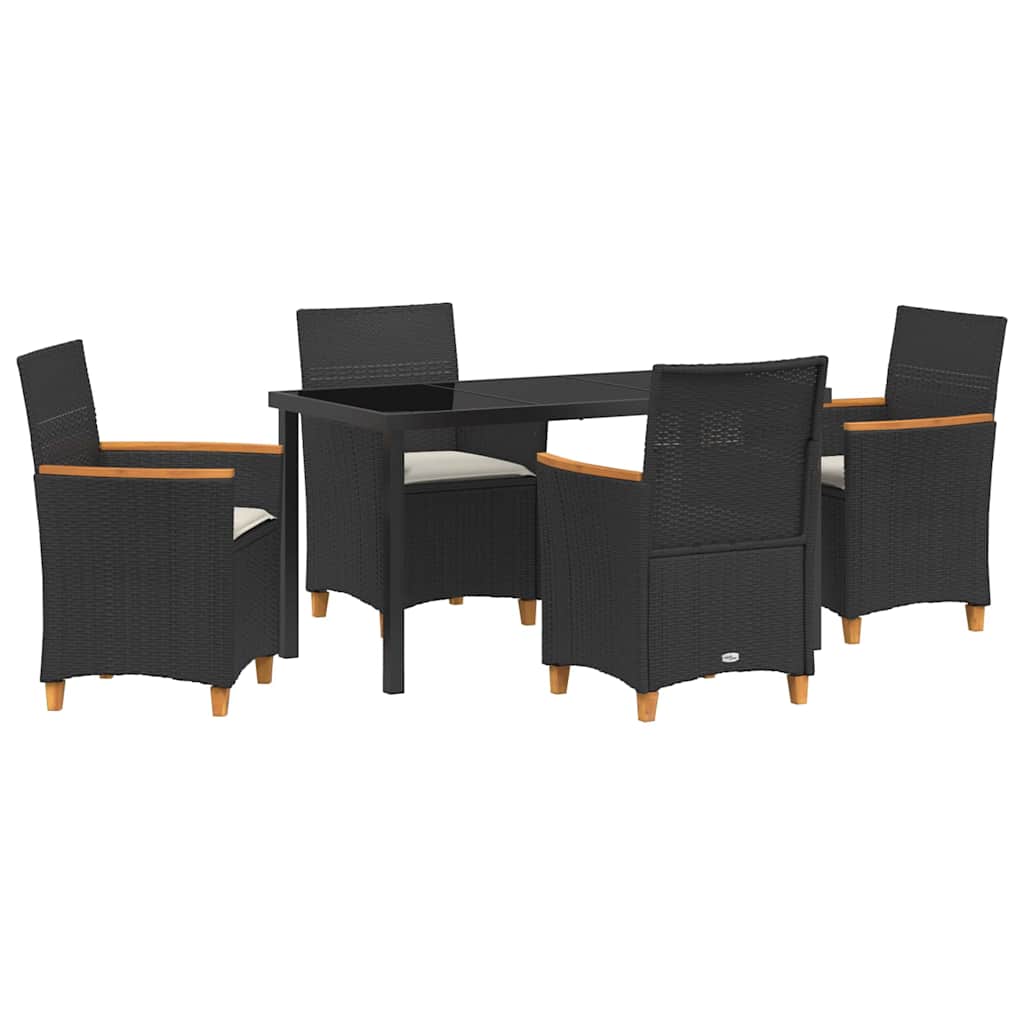 Kert étkező szett 5 pcs Fekete polirattan