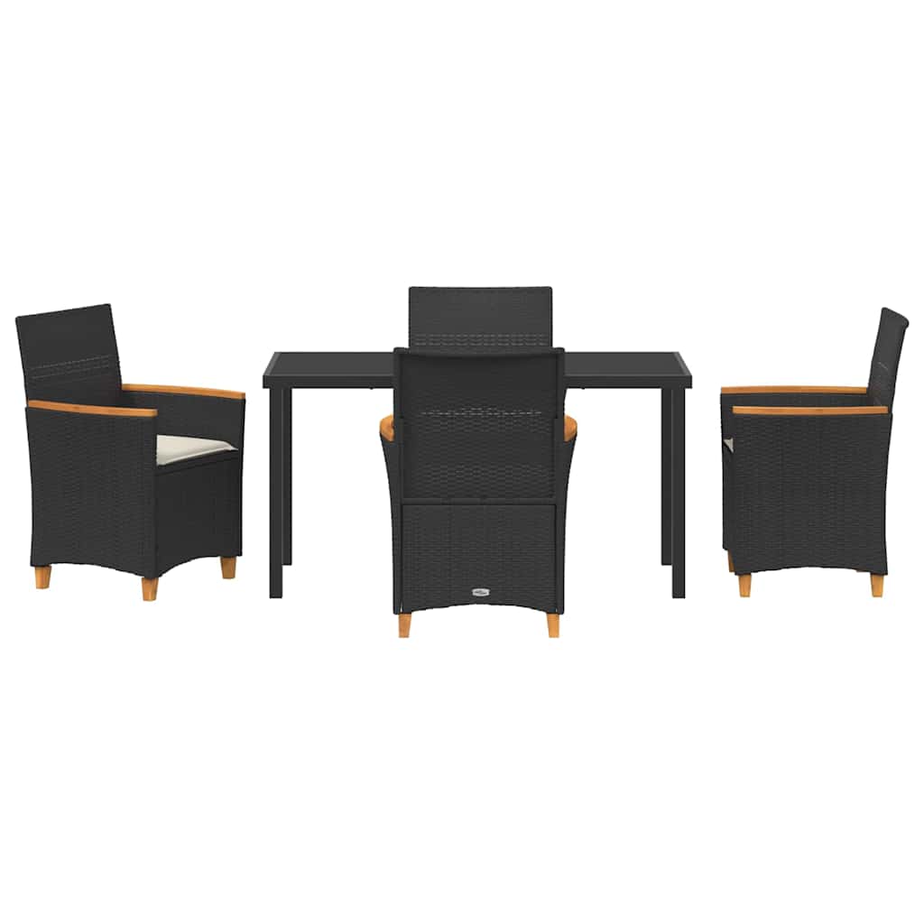 Kert étkező szett 5 pcs Fekete polirattan