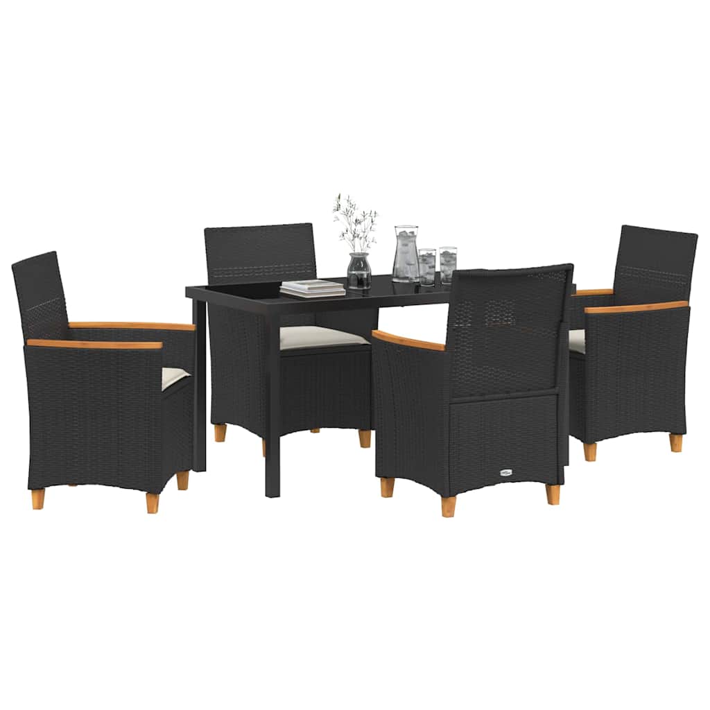 Kert étkező szett 5 pcs Fekete polirattan
