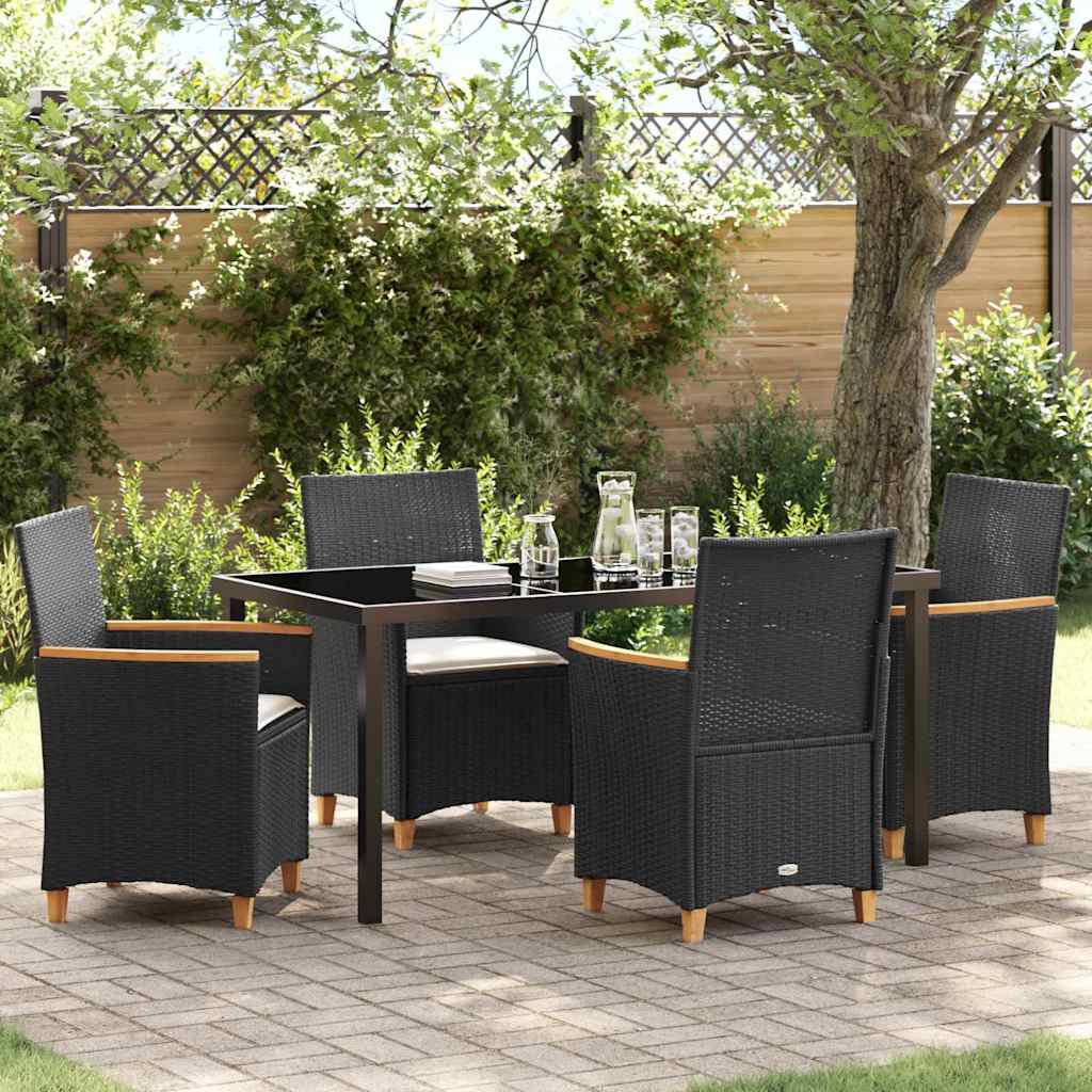 Kert étkező szett 5 pcs Fekete polirattan