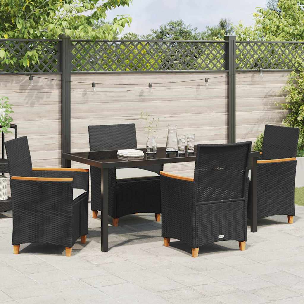 Kert étkező szett 5 pcs Fekete polirattan