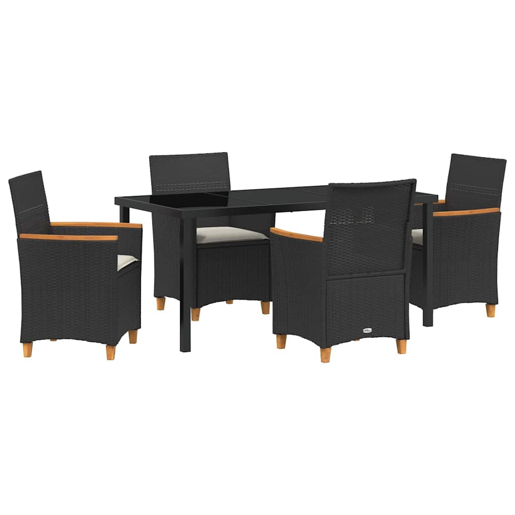 Kert étkező szett 5 pcs Fekete polirattan