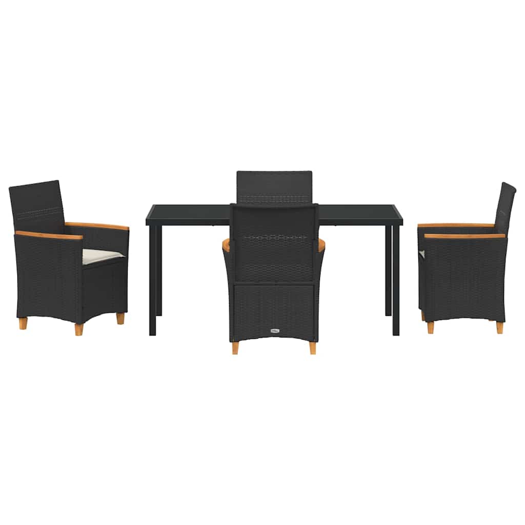 Kert étkező szett 5 pcs Fekete polirattan