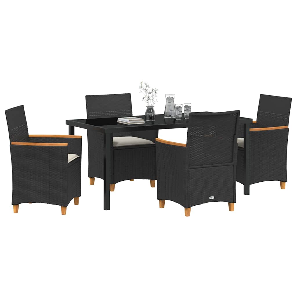 Kert étkező szett 5 pcs Fekete polirattan