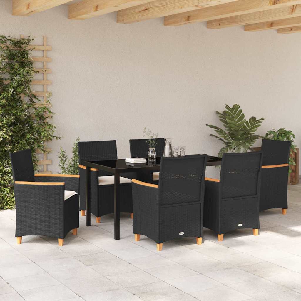 Kert étkező szett 7 pcs Fekete polirattan