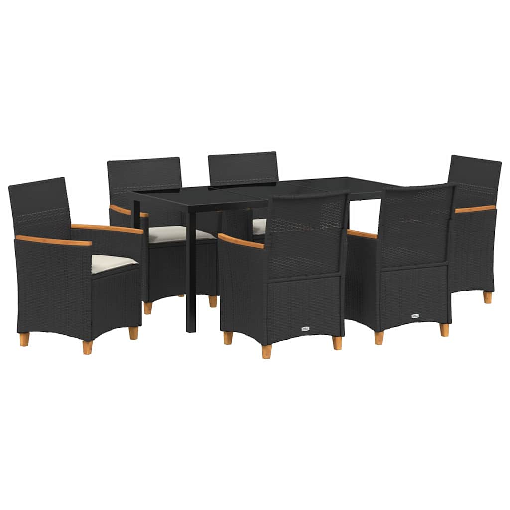 Kert étkező szett 7 pcs Fekete polirattan